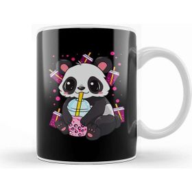 Baskı Dükkanı Boba Bubble Tea Panda Drinking Boba Kupa