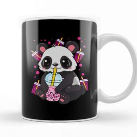 Baskı Dükkanı Boba Bubble Tea Panda Drinking Boba Kupa