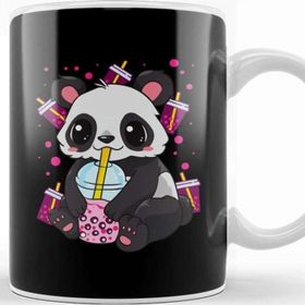 Baskı Dükkanı Boba Bubble Tea Panda Drinking Boba Kupa