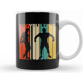 Baskı Dükkanı Bodybuilding Silhouette Retro Design Kupa