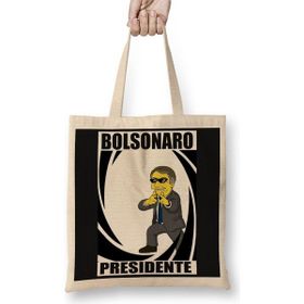Baskı Dükkanı Bolsonaro Presidente Bez Uzun Saplı Krem Rengi Çanta