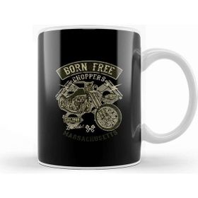 Baskı Dükkanı Born Free Choppers Retro Motorcycle Kupa Bardak