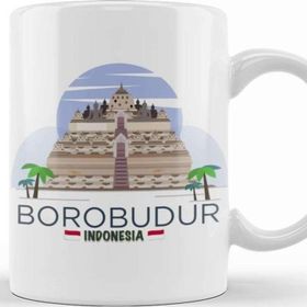 Baskı Dükkanı Borobudur Mahayana Buddhist Java Temple Kupa Bardak