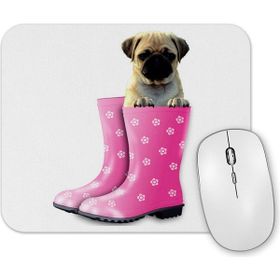 Baskı Dükkanı Botlu Pug Botlu Köpek Mouse Pad