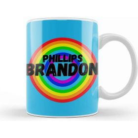 Baskı Dükkanı Brandon Phillips Carton Art Baseball Gifts Vintage Retro Rainbow For Boys And Dad Kupa Bardak