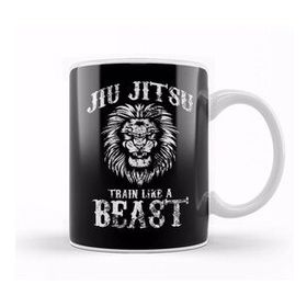 Baskı Dükkanı Brazilian Jiu Jitsu Train Like A Beast Distressed Kupa Bardak