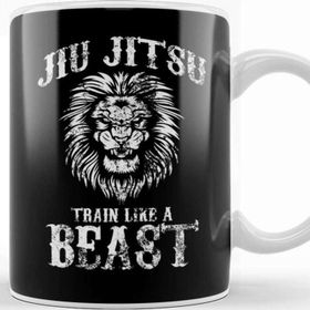 Baskı Dükkanı Brazilian Jiu Jitsu Train Like A Beast Distressed Kupa Bardak