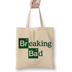 Baskı Dükkanı Breaking Bad Yeşil Yazılı Bez Uzun Saplı Krem Rengi Çanta