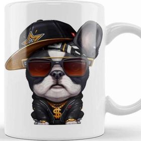 Baskı Dükkanı Brindle Pied French Bulldog Hip Hop Super Star Kupa