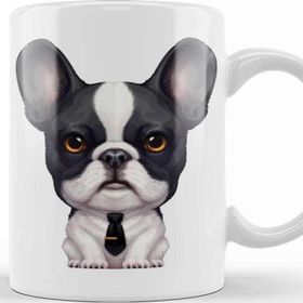 Baskı Dükkanı Brindle Pied French Bulldog Wearing a Tie Kupa