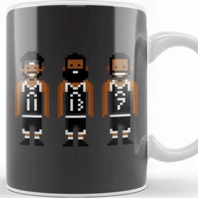 Baskı Dükkanı Brooklyn Nets Pixel Players Nets Big 3 Kupa