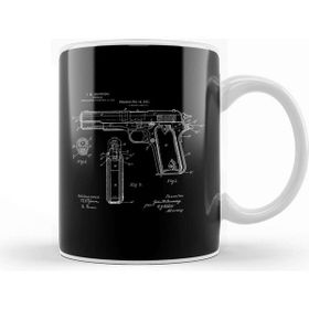 Baskı Dükkanı Browning Pistol Patent Blueprint Kupa Bardak