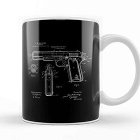 Baskı Dükkanı Browning Pistol Patent Blueprint Kupa Bardak