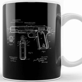 Baskı Dükkanı Browning Pistol Patent Blueprint Kupa Bardak