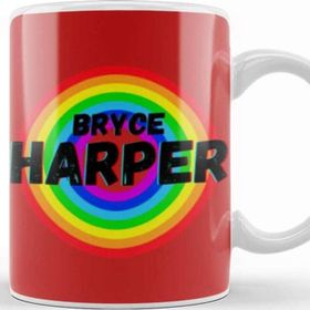 Baskı Dükkanı Bryce Harper Carton Art Baseball Gifts Vintage Retro Rainbow For Boys And Dad Kupa