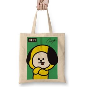 Baskı Dükkanı BT21 Chimmy Bts 001 Bez Uzun Saplı Krem Rengi Çanta