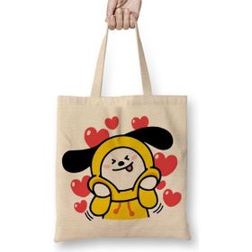 Baskı Dükkanı BT21 Chimmy Bts Bez Uzun Saplı Krem Rengi Çanta