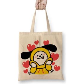 Baskı Dükkanı BT21 Chimmy Bts Bez Uzun Saplı Krem Rengi Çanta