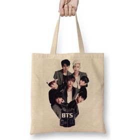 Baskı Dükkanı Bts 01 Bez Uzun Saplı Krem Rengi Çanta