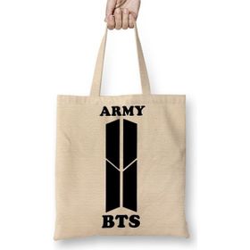 Baskı Dükkanı Bts Army 013 Bez Uzun Saplı Krem Rengi Çanta