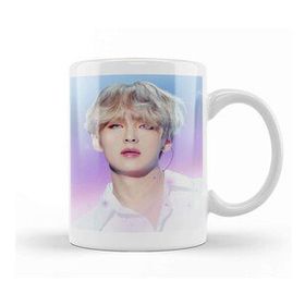 Baskı Dükkanı Bts Tae Painting Effect Blue and Pink Eyes Bts Army Kpop Gift BT21 01 Kupa