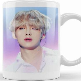 Baskı Dükkanı Bts Tae Painting Effect Blue and Pink Eyes Bts Army Kpop Gift BT21 01 Kupa