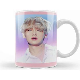 Baskı Dükkanı Bts Tae Painting Effect Blue and Pink Eyes Bts Army Kpop Gift BT21 Kupa