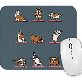 Baskı Dükkanı Bulldog Yoga Pug Köpek Mouse Pad