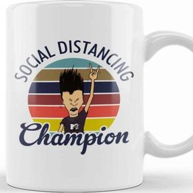 Baskı Dükkanı Butt Head Social Distancing Champion Beavis And Butt Head Kupa