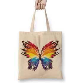 Baskı Dükkanı Butterfly Renkli Soyut Kelebek Bez Kadın Günlük Çanta