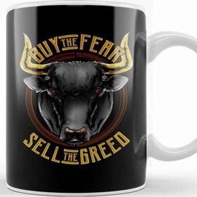 Baskı Dükkanı Buy The Fear Sell The Greed Bull Stock Market Kupa
