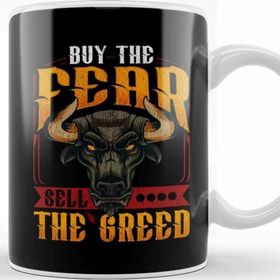 Baskı Dükkanı Buy The Fear Sell The Greed Trading Investing Bull Kupa