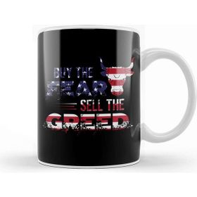 Baskı Dükkanı Buy The Fear Sell The Greed Usa Flag Patriotic Kupa