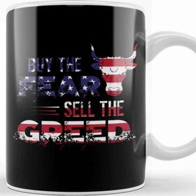 Baskı Dükkanı Buy The Fear Sell The Greed Usa Flag Patriotic Kupa