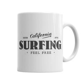 Baskı Dükkanı California Surfing Feel Free Kupa Bardak Porselen