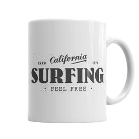 Baskı Dükkanı California Surfing Feel Free Kupa Bardak Porselen