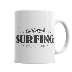 Baskı Dükkanı California Surfing Feel Free Kupa Bardak Porselen