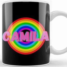 Baskı Dükkanı Camila Name Personalized Custom Vintage Retro Rainbow Style Design Gift Baby Gift For Her Kupa