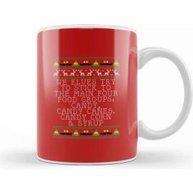 Baskı Dükkanı Candy Food Groups Elf Quote Christmas Knit Kupa