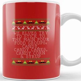 Baskı Dükkanı Candy Food Groups Elf Quote Christmas Knit Kupa