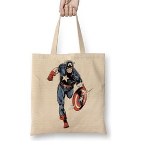 Baskı Dükkanı Captain America Splash Art Bez Çanta
