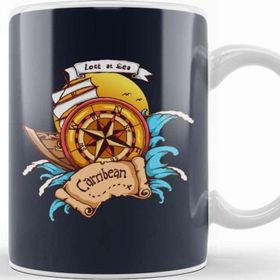 Baskı Dükkanı Carribean Lost At Sea Compass Kupa Bardak
