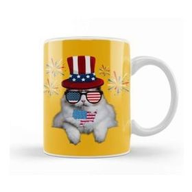 Baskı Dükkanı Cat 4th Of July Gift Independence Day Kupa Bardak