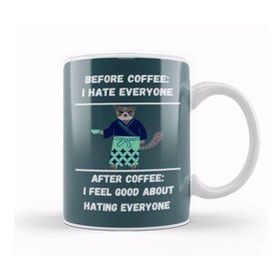 Baskı Dükkanı Cat Funny Coffee Drinks Lover Gift Quote Ninja Vintage Retro Rainbow Style Kupa Bardak