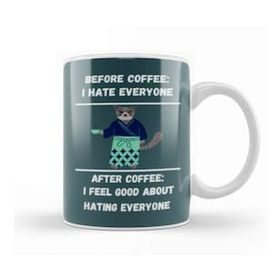 Baskı Dükkanı Cat Funny Coffee Drinks Lover Gift Quote Ninja Vintage Retro Rainbow Style Kupa Bardak