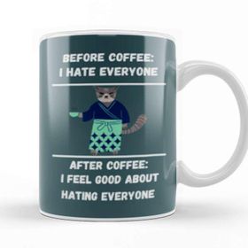 Baskı Dükkanı Cat Funny Coffee Drinks Lover Gift Quote Ninja Vintage Retro Rainbow Style Kupa Bardak