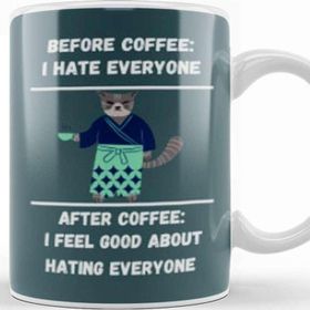 Baskı Dükkanı Cat Funny Coffee Drinks Lover Gift Quote Ninja Vintage Retro Rainbow Style Kupa Bardak