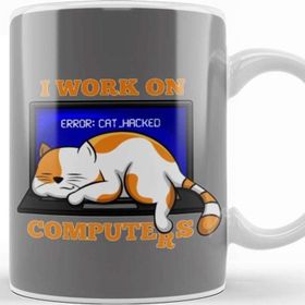 Baskı Dükkanı Cat Hacked Computer Informatik Programmer Kupa Bardak