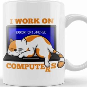 Baskı Dükkanı Cat Hacked Computer Informatik Programmer Kupa Bardak