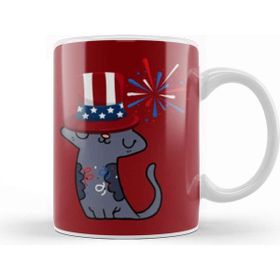 Baskı Dükkanı Cat Independence Day 4th Of July Gift Celebration Patriotic Kupa Bardak